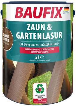 Baufix Zaun- und Gartenlasur dunkelbraun seidenglänzend 5l