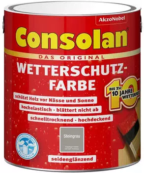 Consolan Wetterschutz-Farbe Steingrau 2,5 l