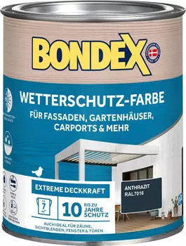 Bondex Wetterschutzfarbe für Fassaden, Gartenhäuser, Carports & mehr anthrazit 0,75l