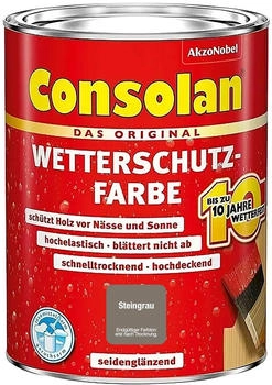 Consolan Wetterschutzfarbe Steingrau Seidengl&auml;nzend 750ml