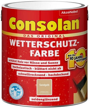 Consolan Wetterschutzfarbe Sandgelb Seidenglänzend 2,5l