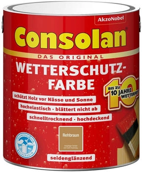 Consolan Wetterschutzfarbe Rehbraun Seidengl&auml;nzend 2,5l
