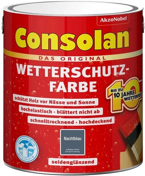 Consolan Wetterschutzfarbe Nachtblau Seidengl&auml;nzend 2,5l