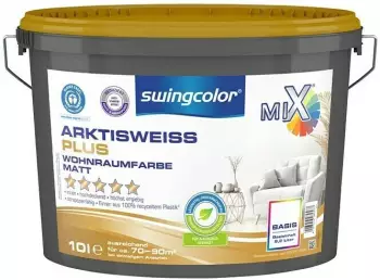 Swingcolor Mix Wandfarbe Arktiswei&szlig; Plus zum Mischen lassen (Basismischfarbe 4 Matt 10 l Konservierungsmittelfrei)