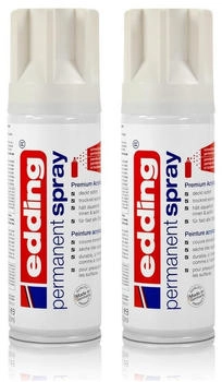 edding Sprühfarbe 2x Permanent Spray verkehrsweiß 200 ml Premium Acryllack RAL 9