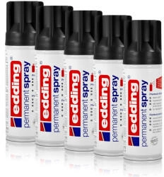 edding Sprühfarbe 5x Permanent Spray tiefschwarz matt 200 ml Premium Acryllack R
