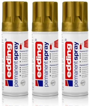 edding Sprühfarbe 3x Permanent Spray reichgold 200 ml Premium Acryllack
