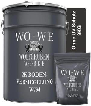 Wo-We WO-WE Bodenversiegelung 2K Epoxidharz Bodenversiegelung Bodenbeschichtung W734 1.5-9Kg Klar/Farblos Transparent ohne UV-schutz