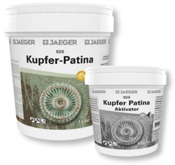 JAEGER Jaegerlacke Wandfarbe 926 Kupfer-Patina SET für echten Grünspan-Effekt 1,5 Liter Industrial Style echte Kupferpatina einfach aufzutragen