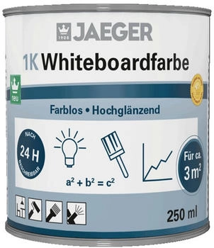 JAEGER Jaegerlacke Lack 1K-Whiteboardfarbe 396 farblos glänzend 250 ml schafft beschreibbare Flächen (bis 3 qm) mit nur einem Anstrich