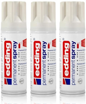 edding Sprühfarbe 3x Permanent Spray verkehrsweiß 200 ml Premium Acryllack RAL 9