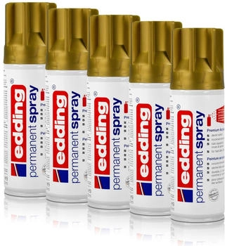 edding Sprühfarbe 5x Permanent Spray reichgold 200 ml Premium Acryllack
