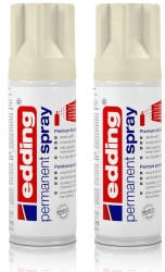edding Sprühfarbe 2x Permanent Spray cremeweiß matt 200 ml Premium Acryllack RAL