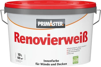 PRIMASTER Renovierweiß Wandfarbe konservierungsmittelfrei 10 L