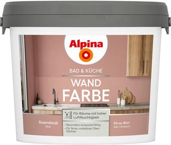 Alpina Wandfarbe f&uuml;r K&uuml;che & Badezimmer Rosenstaub 2,5 L