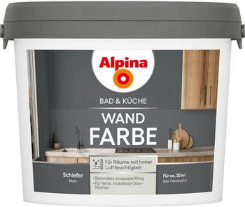 Alpina Wandfarbe f&uuml;r K&uuml;che & Badezimmer Schiefer 2,5 L