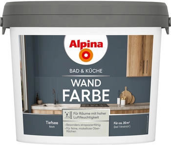 Alpina Wandfarbe f&uuml;r K&uuml;che & Badezimmer Tiefsee 2,5 L