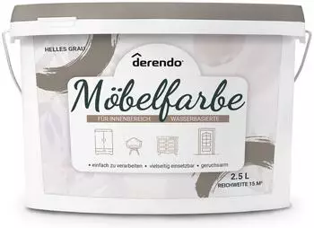 derendo Möbelfarbe Holzfarbe für Innen Helles Grau, 2,5l