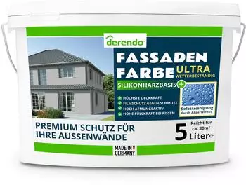 derendo Silikonharz Fassadenfarbe grau ULTRA Wetterschutz 5l