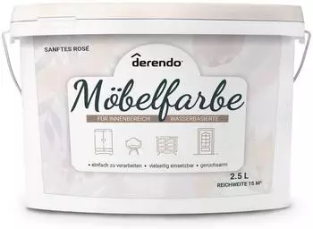 derendo M&ouml;belfarbe Holzfarbe f&uuml;r Innen Sanftes Ros&eacute; 2,5L