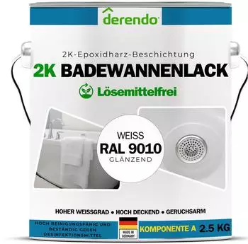 derendo 2K Badewannenlack weiß glänzend 1kg