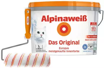 Alpina Farben Alpinawei&szlig; Das Original mit Spritz-Schutz-Formel 1l + Spezialroller