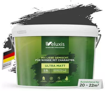 Veluxis Wandfarbe Wandfarbe Deckkraft-Klasse 1 Streifenfrei tropfarm & VOC-frei Casual Caviar