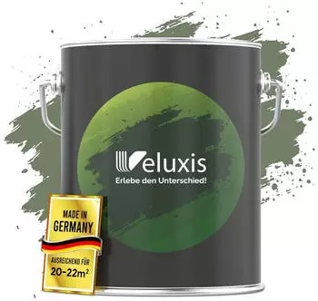 Veluxis Wandfarbe Edle Wandfarbe für den Innenraum Deckkraft-Klasse 1 Streifenfrei & tropfarm Olive Grove