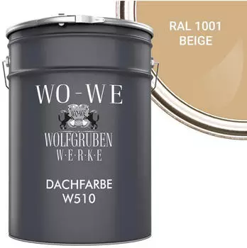 Wo-We WO-WE Dachfarbe Dachfarbe Sockelfarbe Dachbeschichtung W510 0.75-20L Seidenglänzend RAL 1001 Beige
