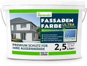 derendo Silikonharz Fassadenfarbe grau ULTRA Wetterschutz 2,5l
