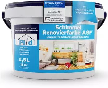 Plid Anti-Schimmel Renovierfarbe Innen, Weiß, 2,5L (Renovierfarbe)