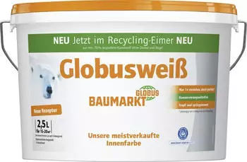 Globus Baumarkt Wandfarbe Globuswei&szlig; wei&szlig; matt 2,5l