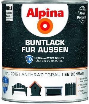 Alpina Farben Buntlack für Außen anthrazitgrau 750 ml, seidenmatt