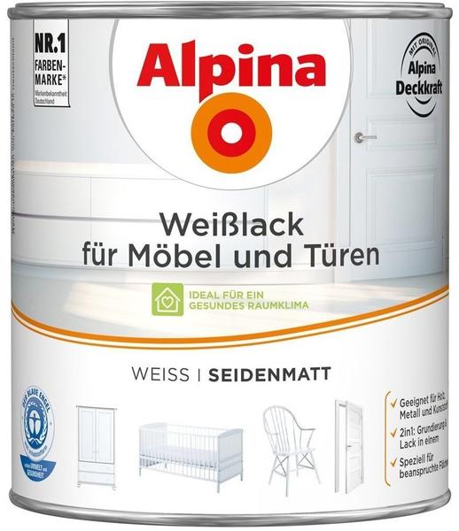 Alpina Farben Weißlack für Möbel und Türen 2 L, seidenmatt