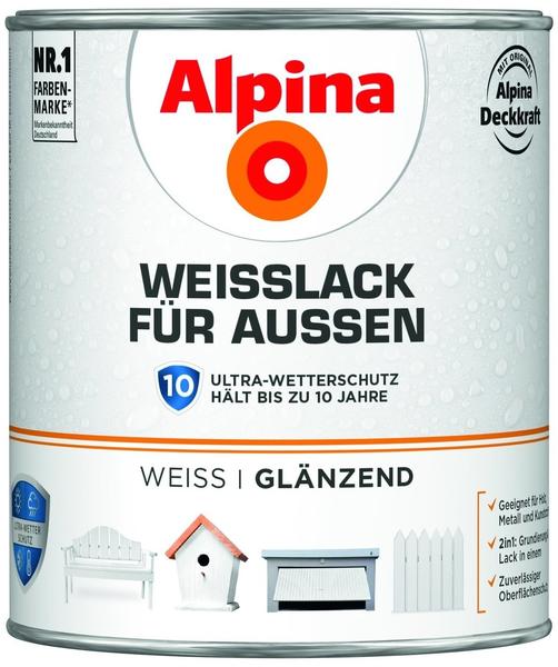 Alpina Farben Weißlack für Außen 2 L, glänzend