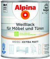 Weisslack F&uuml;r M&ouml;bel Und T&uuml;ren Extra Matt 0,75 Ltr. - Alpina