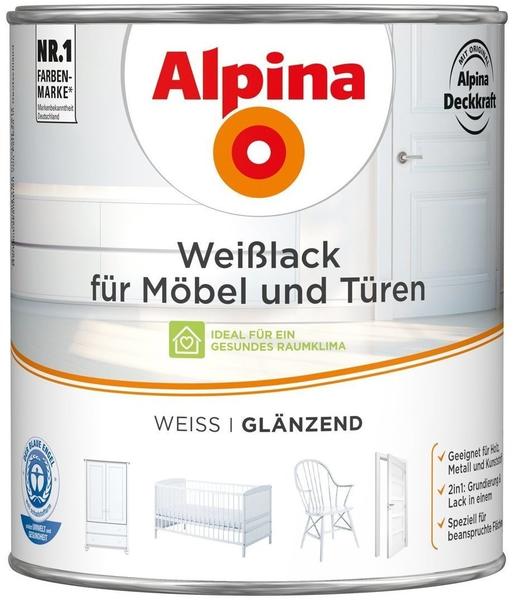 Alpina Farben Weißlack für Möbel und Türen weiss 2 L, glänzend