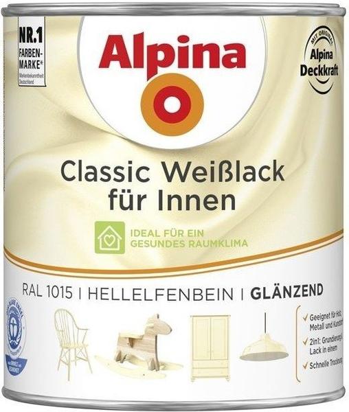 Alpina Farben Classic Weißlack für Innen hellelfenbei 750 ml, glänzend