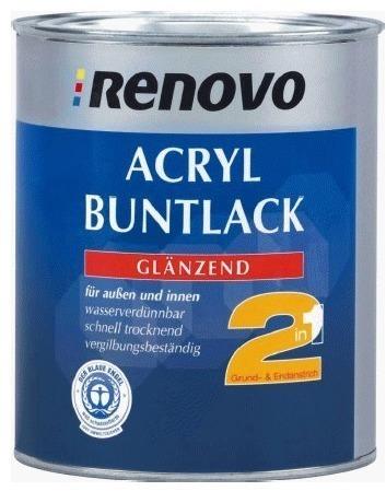 Renovo Acryl Buntlack Glanzlack 2 in 1 feuerrot 750 ml
