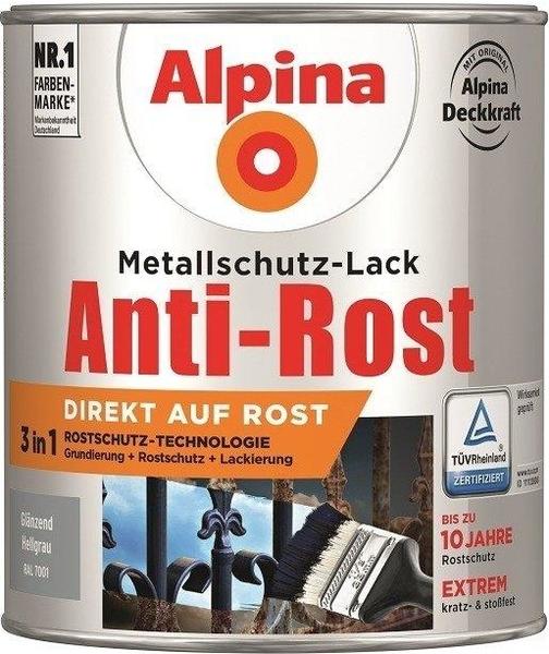 Alpina Farben Anti-Rost 750 ml hellgrau glänzend