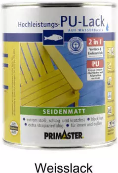 PRIMASTER Hochleistungs-Pu-Lack weiss seidenmatt 2 l 2in1