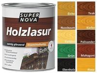 Super Nova Holzlasur Samtig Gl&auml;nzend 2,5 l Farbwahl, Farbe:Nussbaum