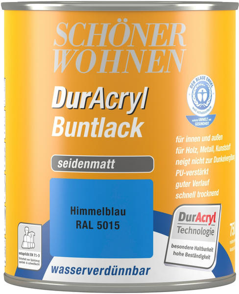 Schöner Wohnen DurAcryl Buntlack seidenmatt 750 ml Himmelblau