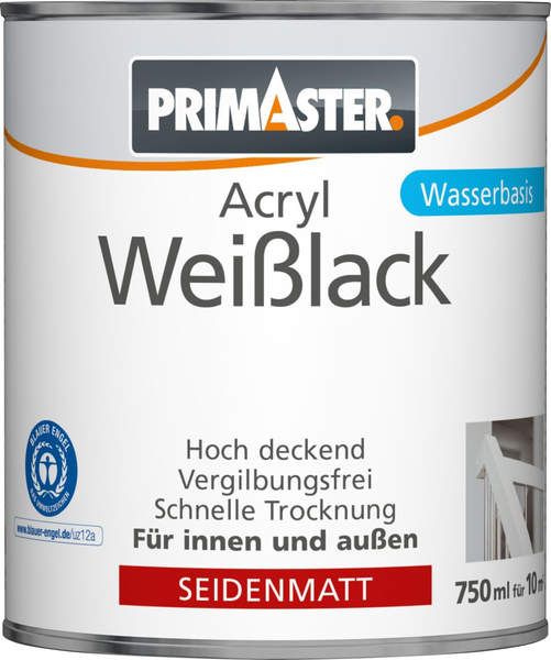 PRIMASTER Acryl Weisslack 750 ml seidenmatt