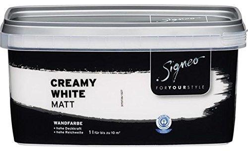 SIGNEO Bunte Wandfarbe 1 l matt Creamy White