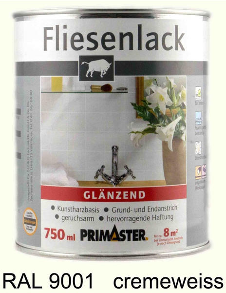 PRIMASTER Fliesenlack Cremeweiss Glänzend (750 ml)