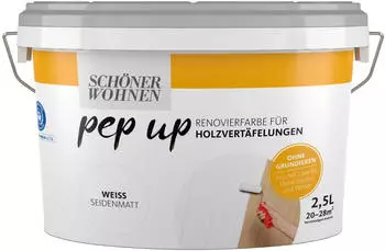 Schöner Wohnen Pep up Renovierfarbe für Holzvertäfelungen 2,5 l weiß