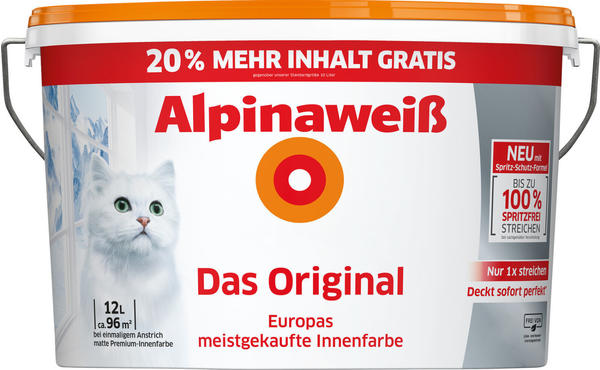 Alpina Farben Alpinaweiß Das Original mit Spritz-Schutz-Formel 12l