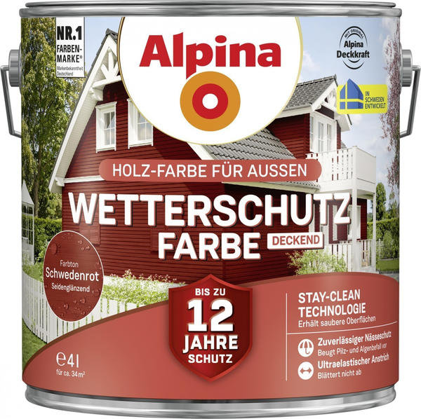 Alpina Farben Alpina Wetterschutzfarbe deckend 4 l schwedenrot