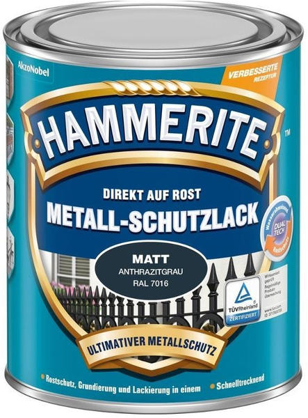 Hammerite Metall-Schutzlack matt 250 ml anthrazitgrau